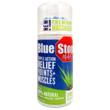Load image into Gallery viewer, Blue Stop Max 3.4 oz massage applicator triple action relief for joints and muscles front of the bottle